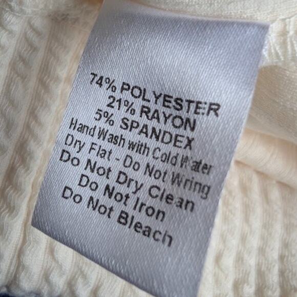 P CILL Ribbed Sweater Mock Neck 3/4 Sleeve Size Medium Faux Waffle Knit Pullover - Picture 7 of 10